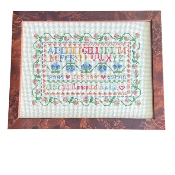Handmade Other - Vintage 1991 Handmade Cross Stitch Alphabet Sampler Framed Wall Art 8.5x6.5